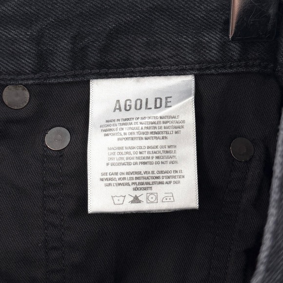 AGOLDE Criss Cross Skirt Women 26 Black Denim Mini Frayed Hem Asymmetric Waist - Picture 10 of 16